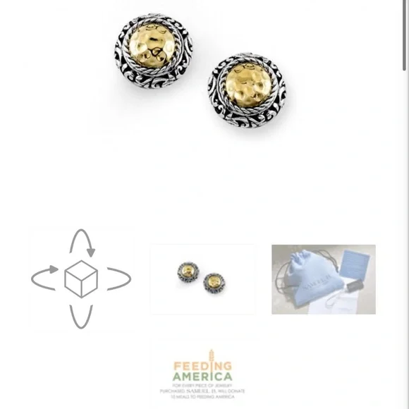 Elegant Gold and Silver Stud Earrings - Picture 5 of 6